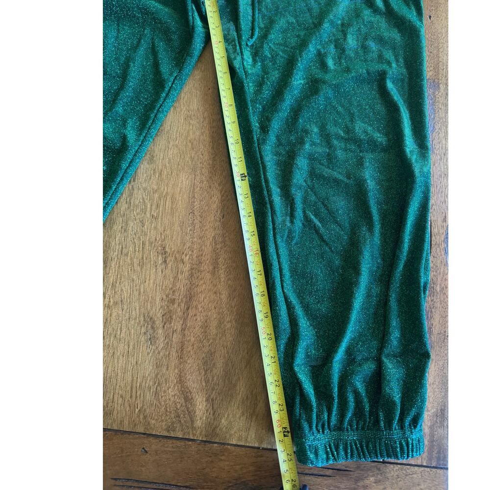 NWT Emerald Green Glitter Jogger Pants Elastic Waist Sparkle XL - Picture 11 of 12
